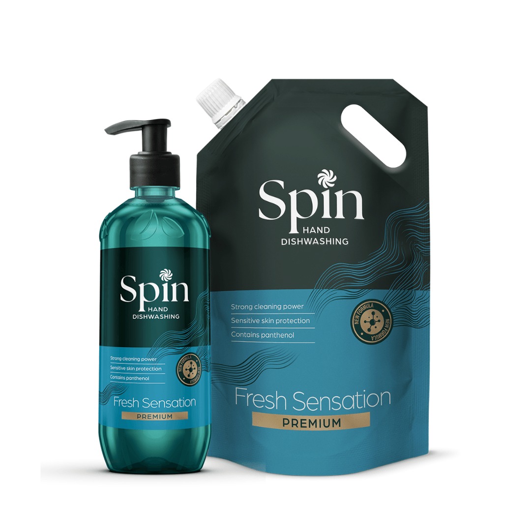 Spin Premium set Tečni deterdžent za sudove, 650ml, Sa dopunom,1200ml