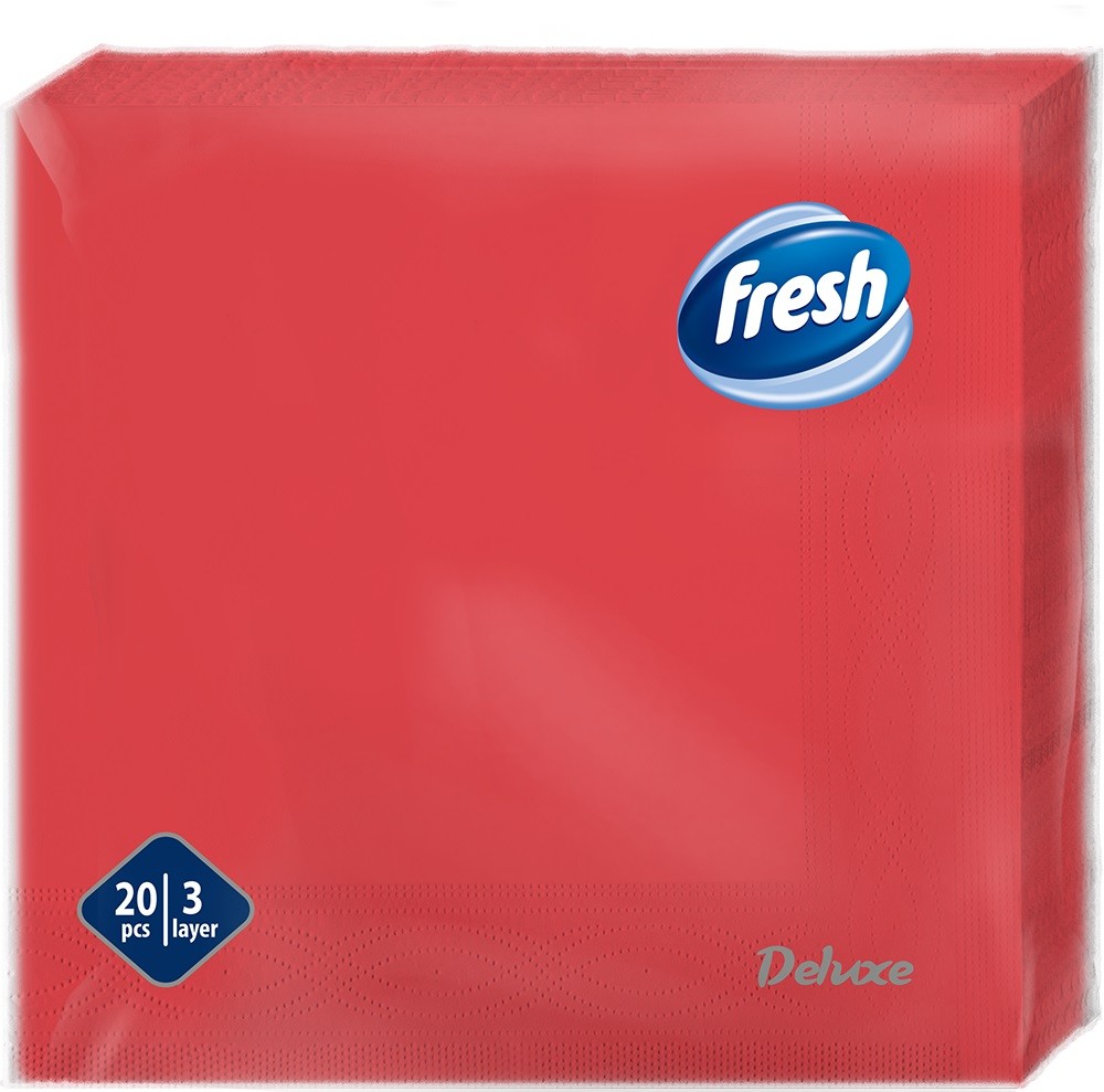 FRESH Salvete troslojne, 33x33, 20 komada, Crvene