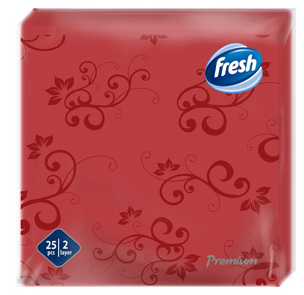 FRESH Salvete, Dekor, Premium, 38x38, 25 komada, Crvene