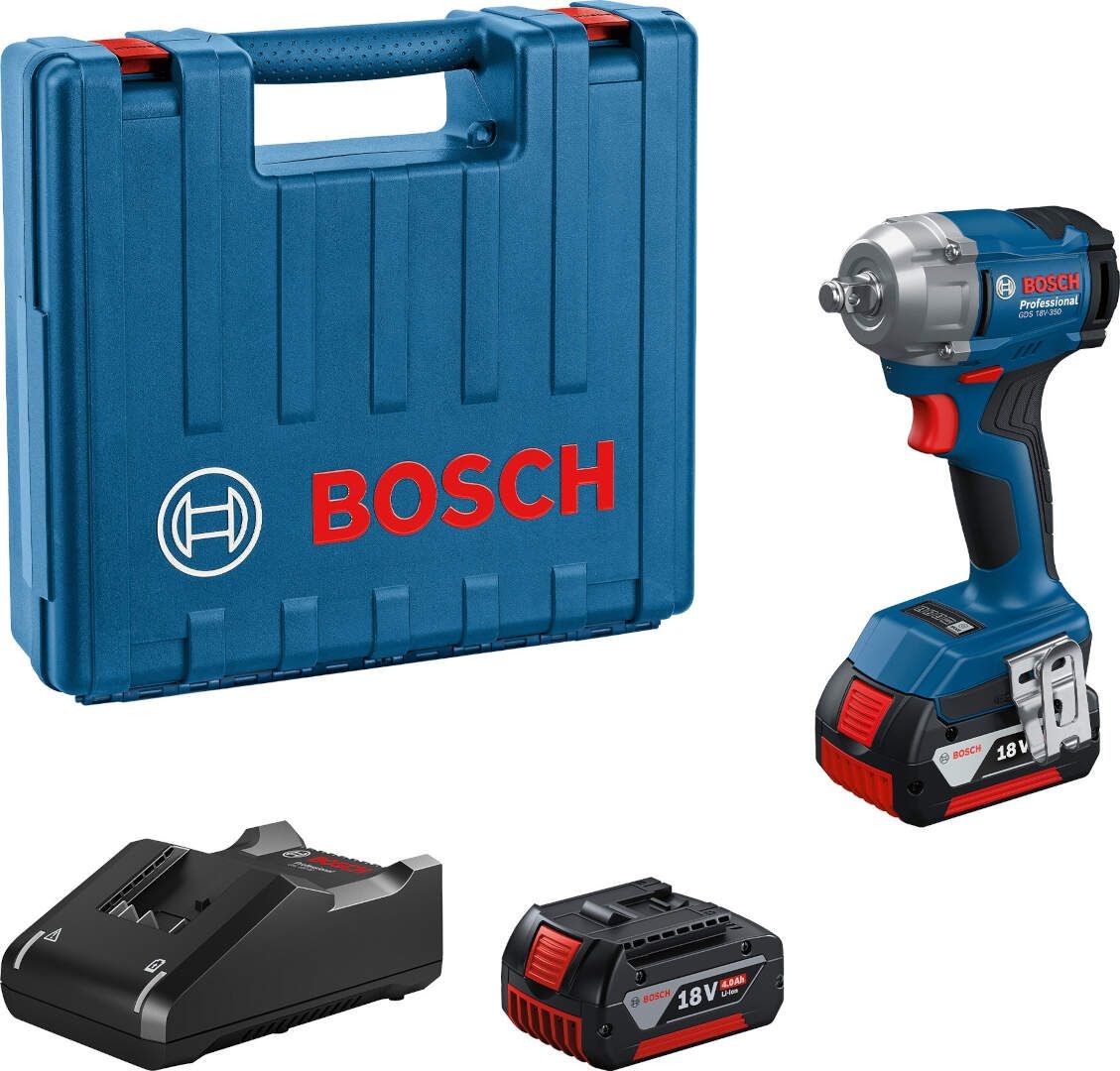 Bosch Akumulatorski udarni odvrtač GDS 18V-350, 2x4,0Ah + punjač + kofer 06019M5021