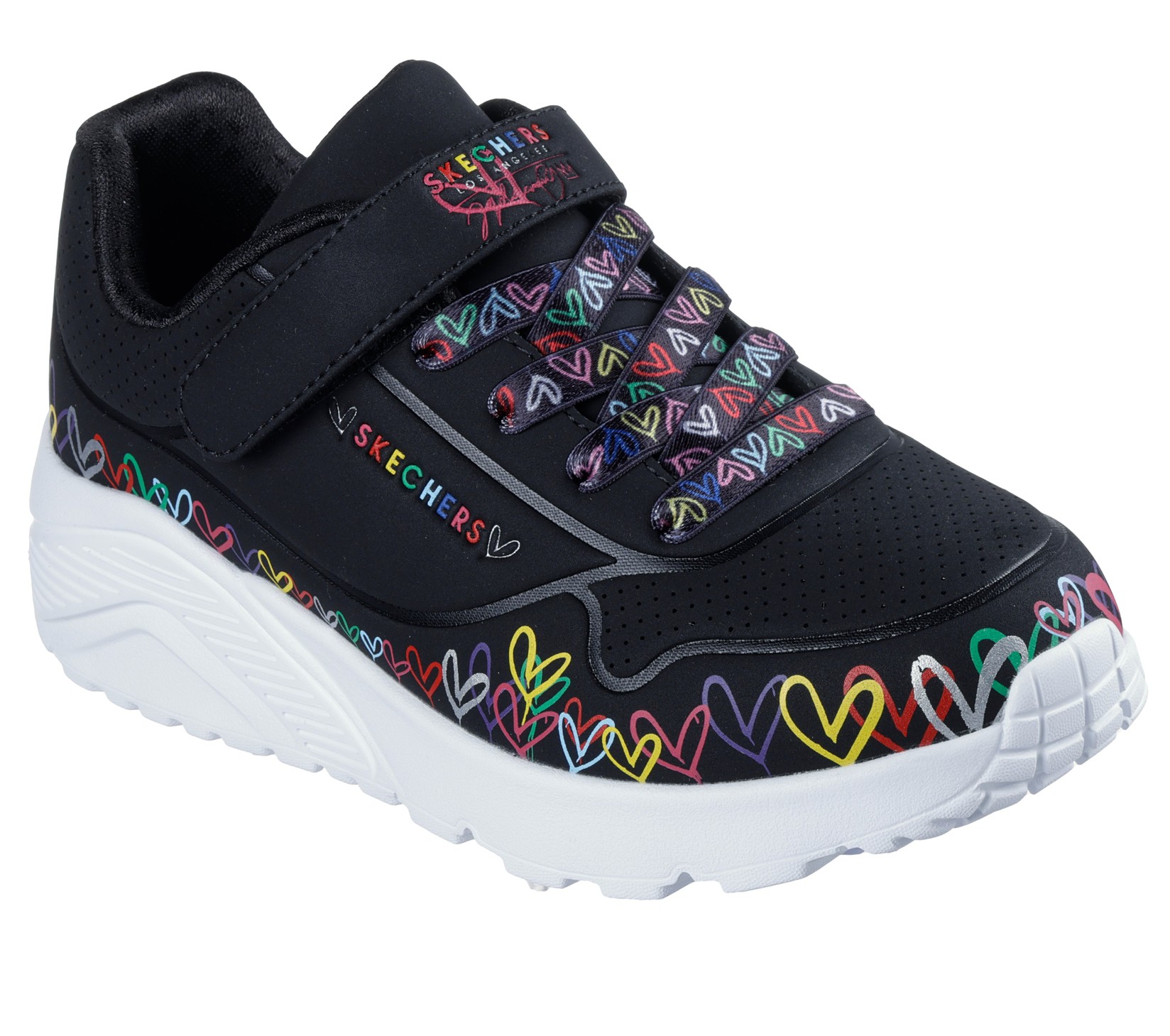Skechers Patike za devojčice Uno Lite - Heart Craze, 314091L-BKMT, Crne