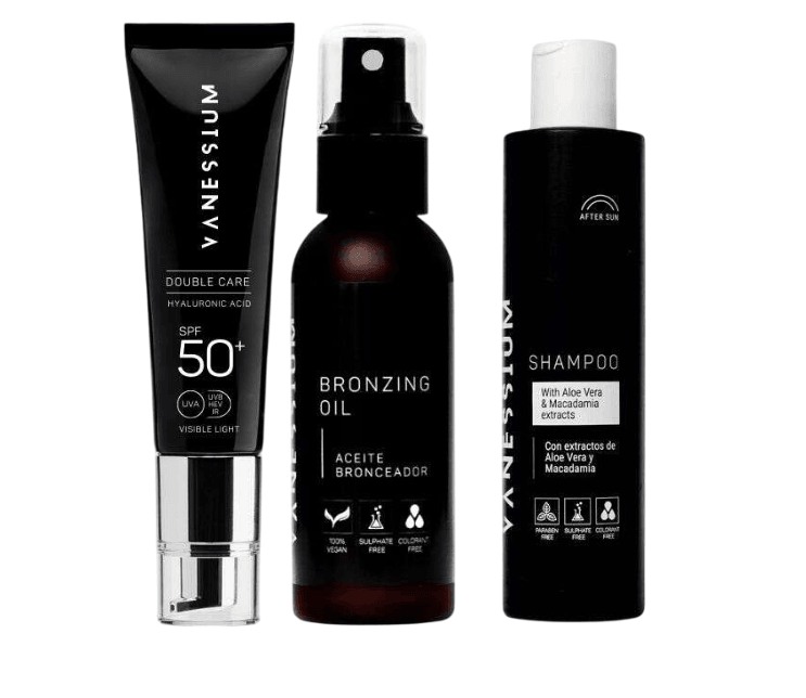 Vanessium Set Šampon za posle sunčanja 200ml, Bronzing oil - ulje za sunčanje 100ml, Krema za lice Hyaluron-om 50ml