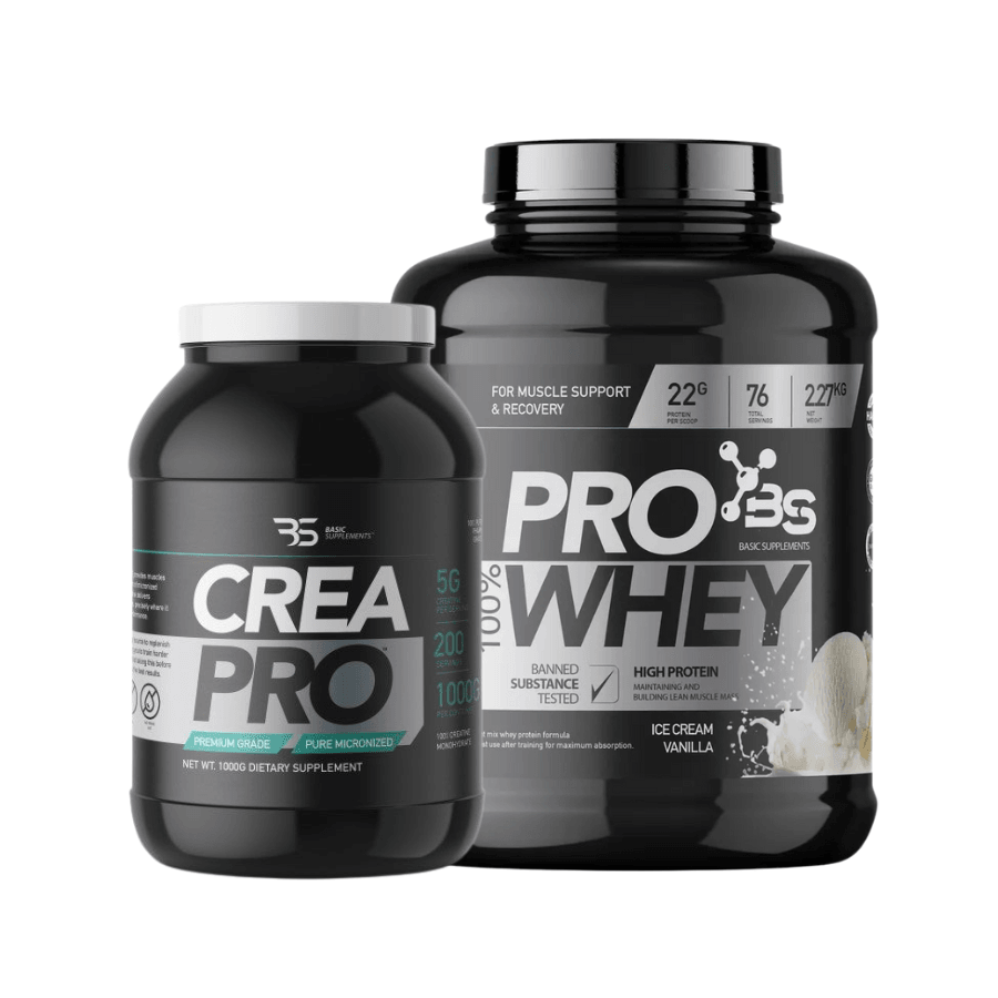 Basic Supplements Pro Whey + Crea Pro – Paket za snagu, rast i oporavak mišića