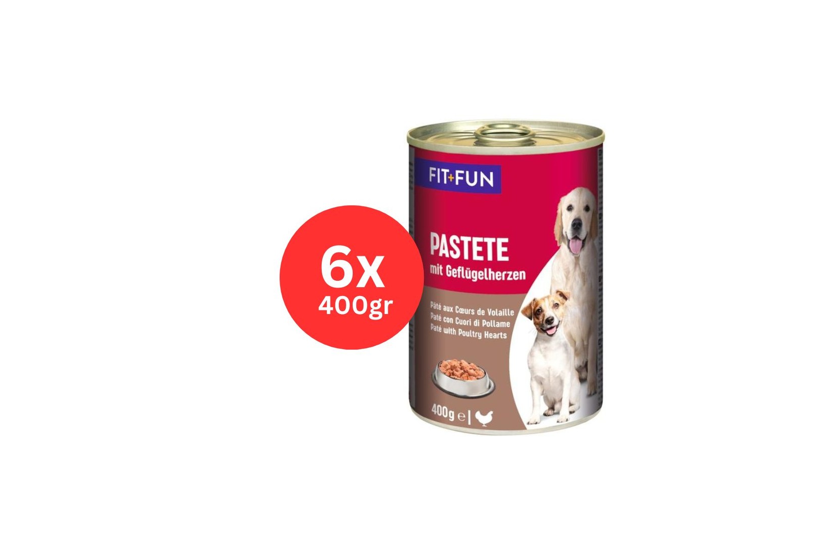 FitFun Pate Adult, Vlažna hrana za pse, Srce živine, 6x400g