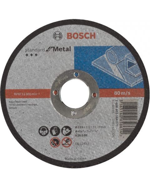 Bosch Rezna ploča ravna Standard for Metal A 30 S BF, 115 mm, 22.23 mm, 2.5 mm, 2608603164, 25 komada
