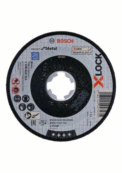 BOSCH Disk za ravno sečenje X-LOCK Expert for Metal 115x2,5x22,23 Bosch 2608619253, A 30 S BF, 115 mm, 2,5 mm