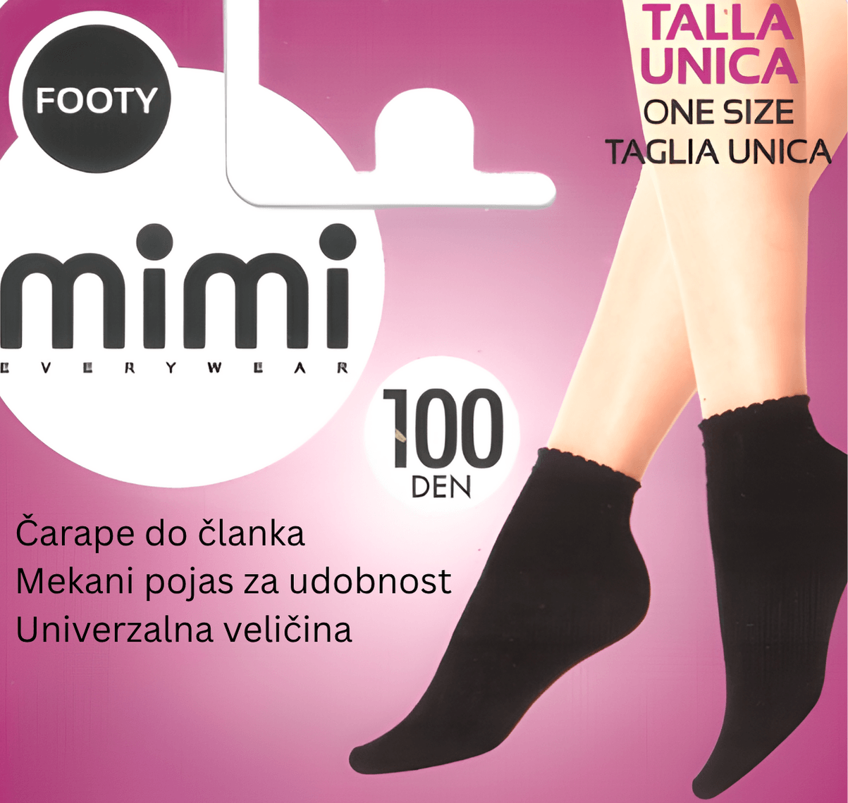 Pompea Mimi Ženske čarape Mimi Footy, 100 DEN negro