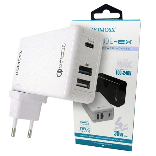 ROMOSS Power adapter CUBE-EX Tip C, USB 3-Port