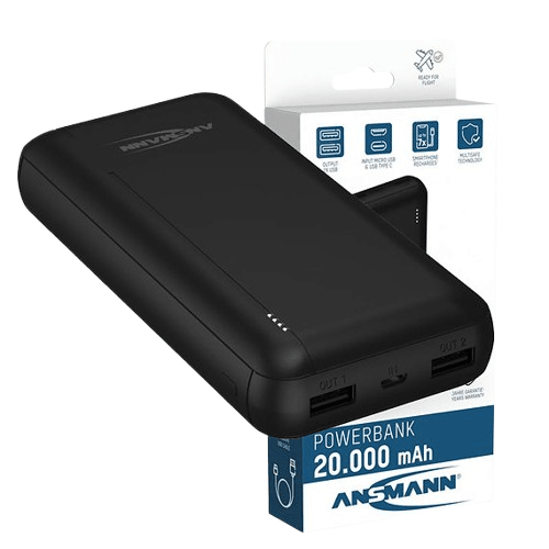 ANSMANN Eksterna baterija 20000 mAh PB212, Crna
