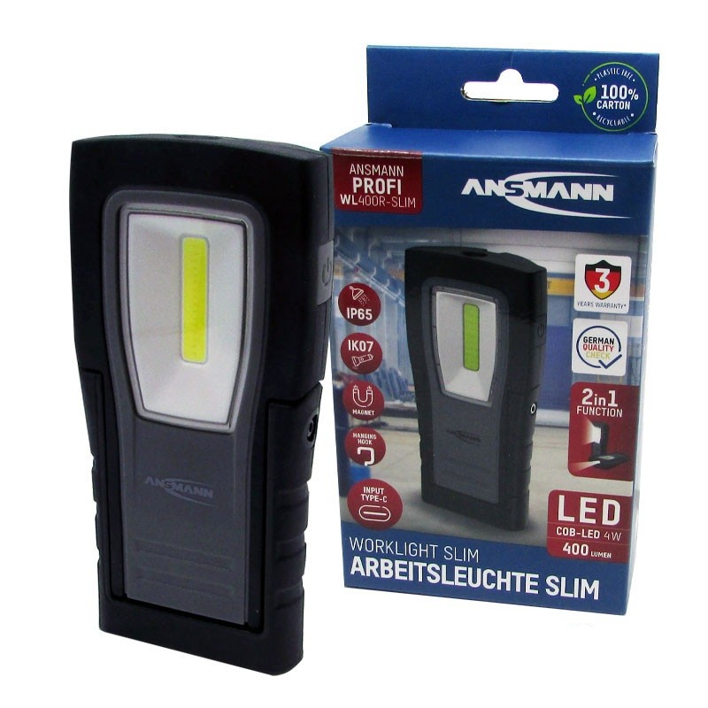 ANSMANN Punjiva radna lampa WL400R-SLIM, Crna