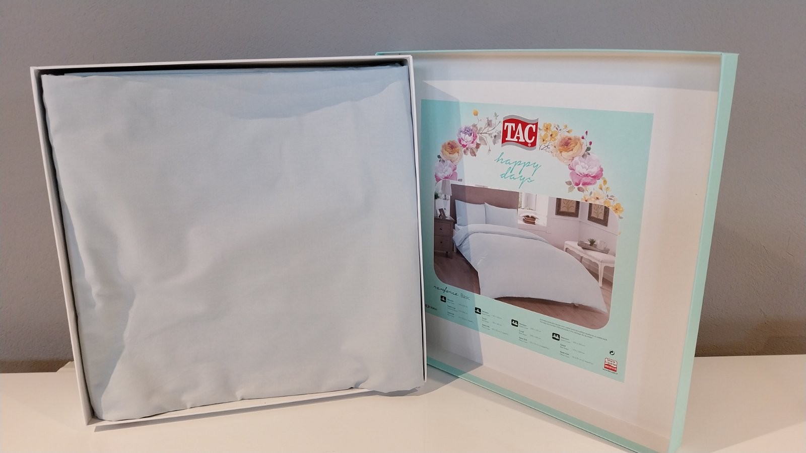 Tac Set posteljine Basic, 200x220cm, Svetloplavi