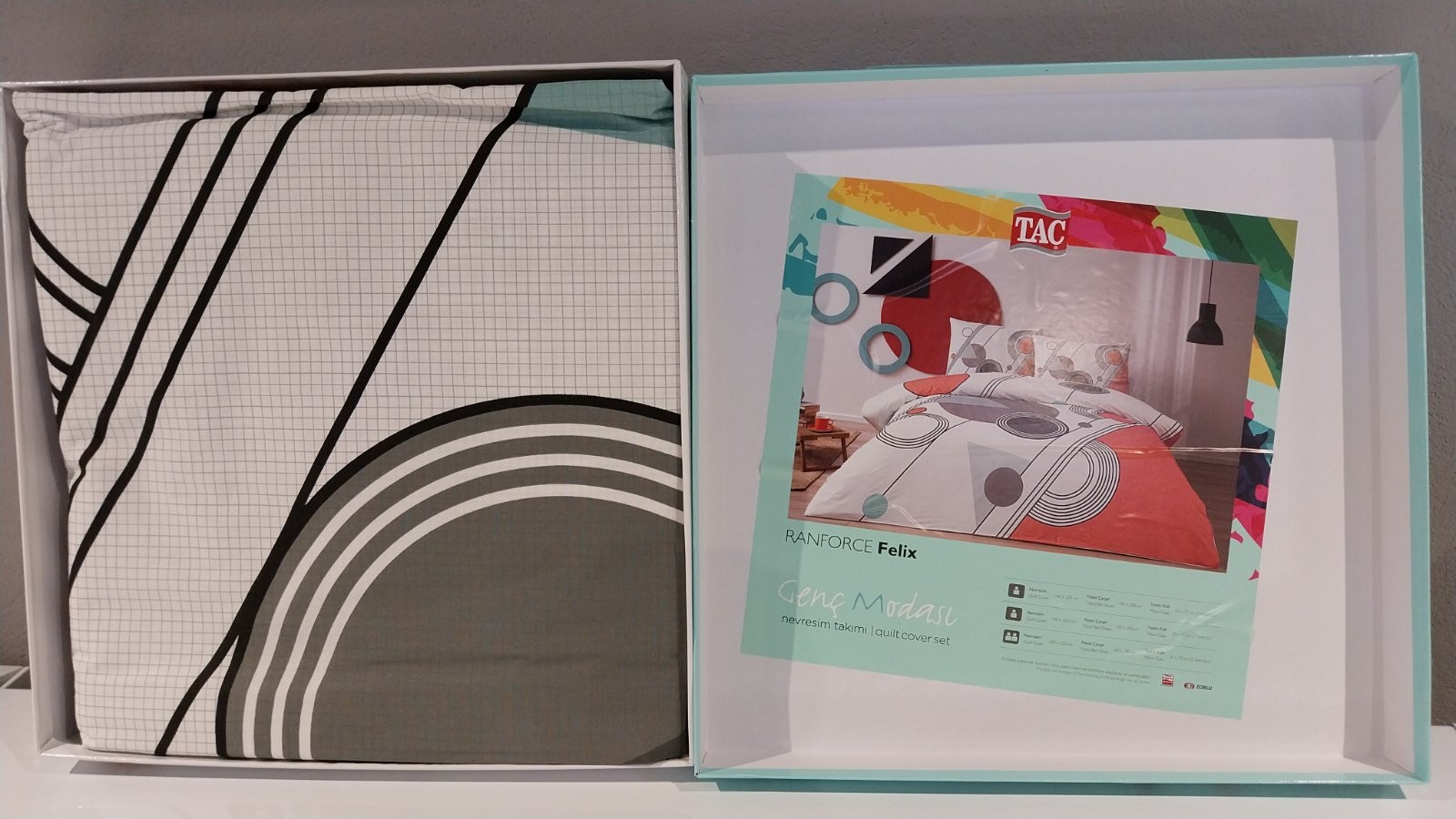 Tac Set posteljine Felix, 160x200cm, Belo-crveni