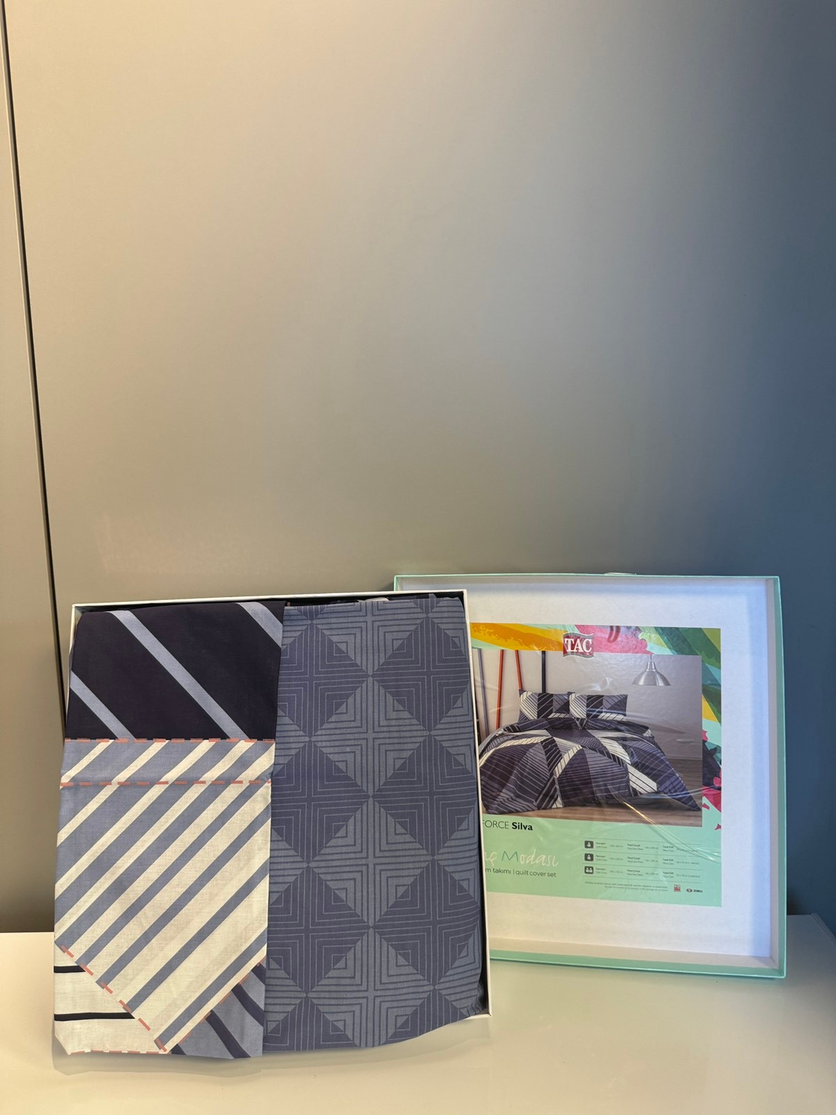 Tac Set posteljine Silva, 160x200cm, Tamnosivo-teget