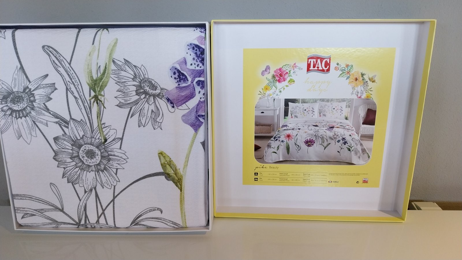Tac Set posteljine sa prekrivačem Beauty, 100x200cm, Beli