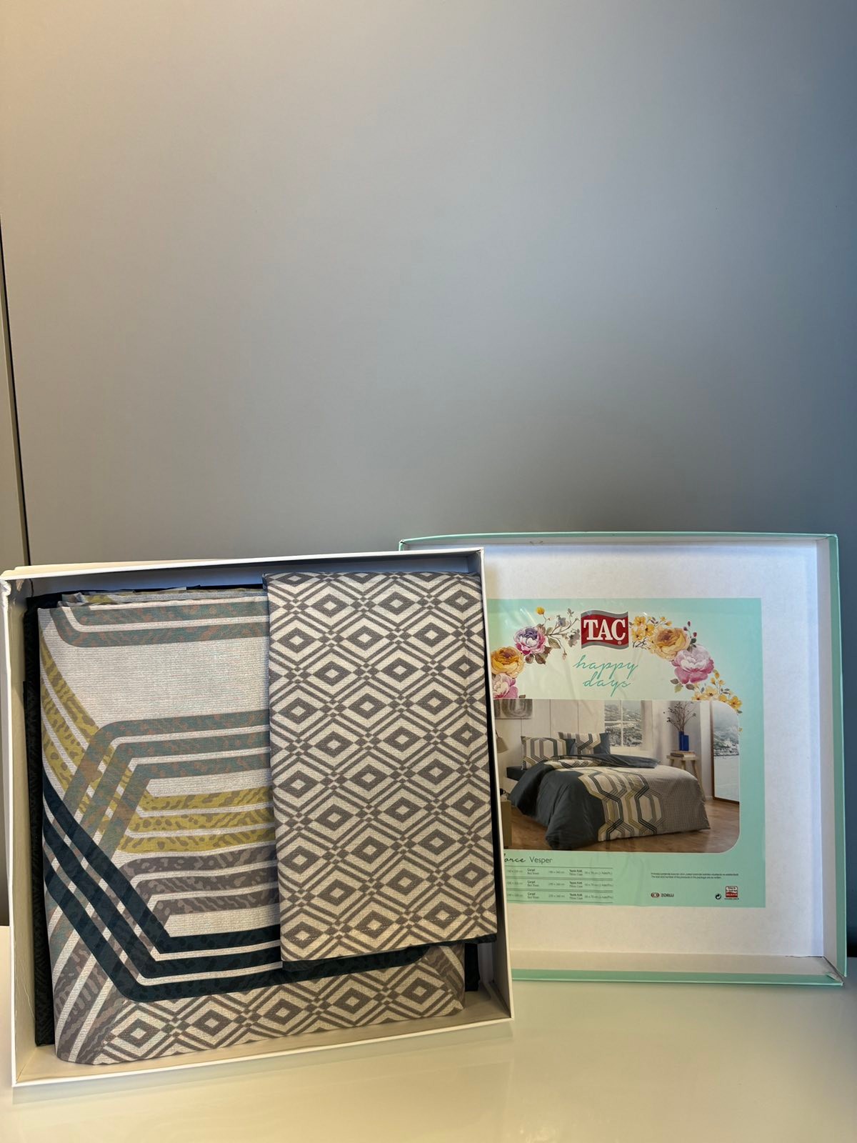 Tac Set posteljine Vesper, 160x220cm, Belo-teget