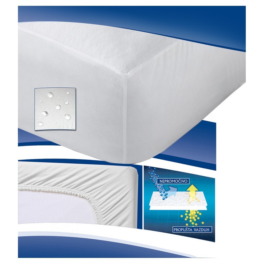 NEPROMOČIV Čaršav od frotira 200x200cm beli