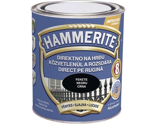 HAMMERITE 3u1 Sjajni lak za metal 0,75l, Crni