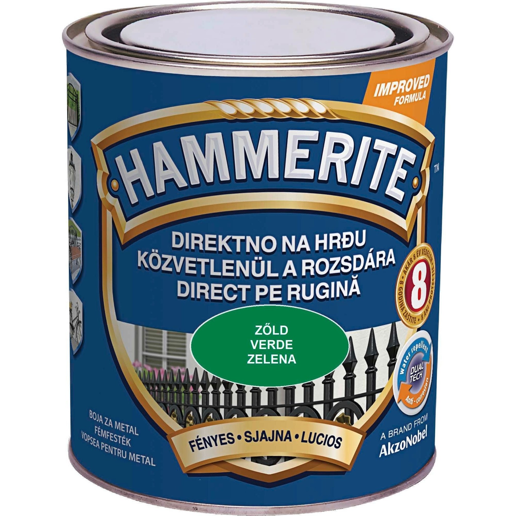 HAMMERITE 3u1 Sjajni lak za metal 0,75l, Zeleni