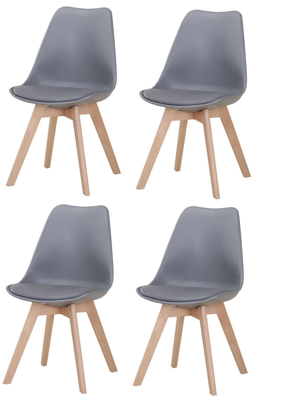 Vin nameštaj Trpezarijska stolica set 009, 4 komada, Siva