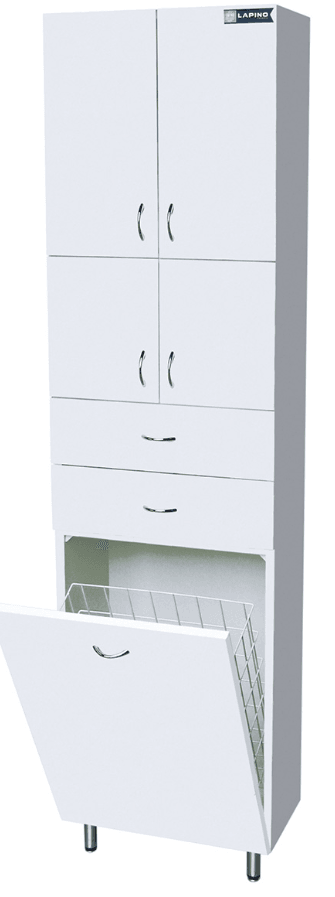 Lapino Vertikala za kupatilo sa korpom za veš, 190x50cm, Bela