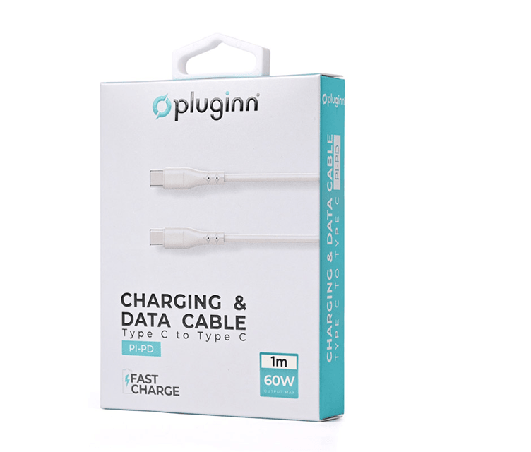 PLUGINN Kabl PI-PD, 60W, Type-C na Type-C, 1m, Beli