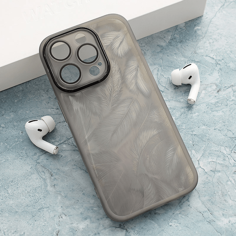 Maska za telefon iPhone 15 Pro Max GLITTER FEATHER, Crna