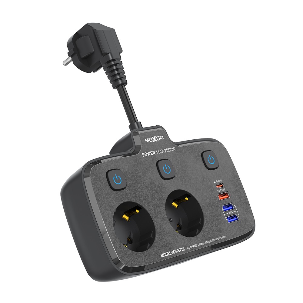 Produžni adapter Moxom MX-ST18 6u1, Crni