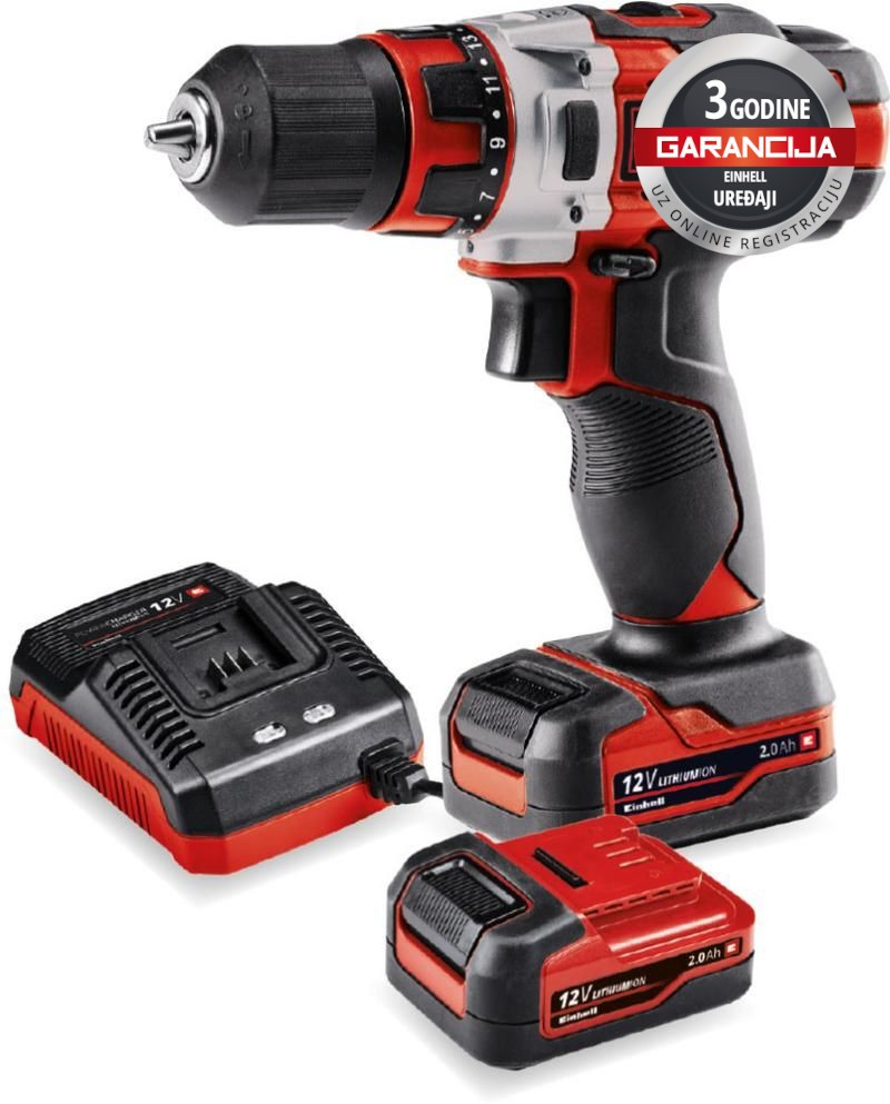 Einhell TE-CD 12/1 Li Akumulatorska bušilica, 2x2,0Ah, Crveno-crna