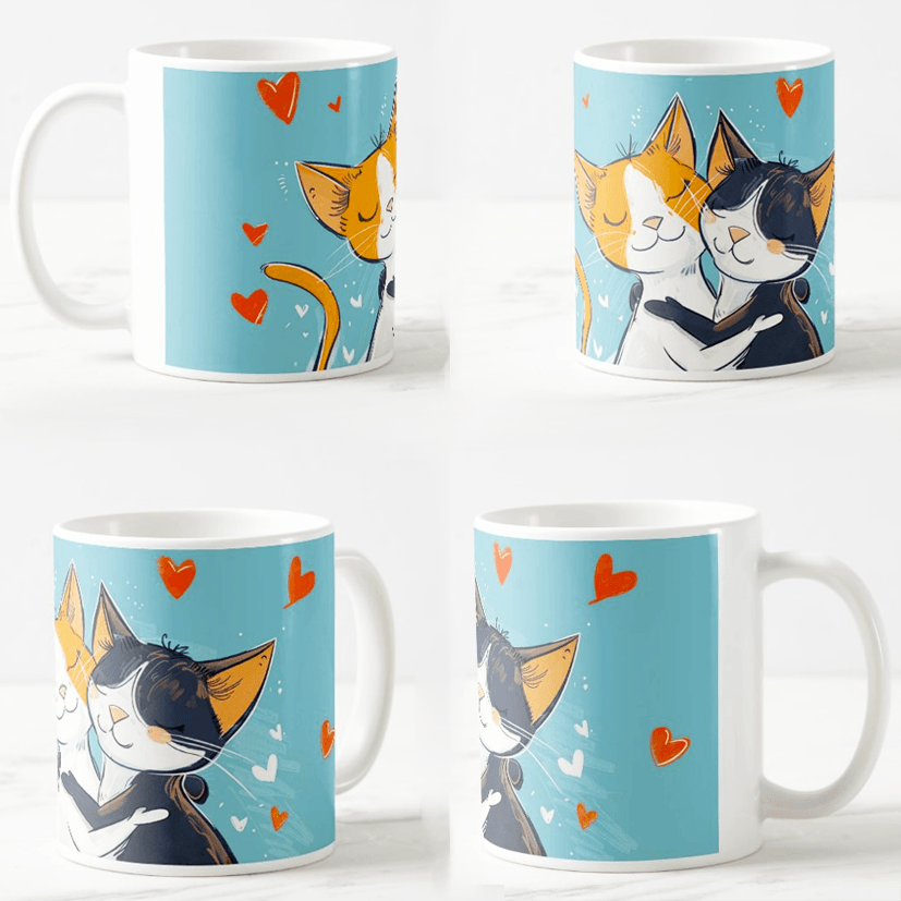 Šolja Zaljubljeni mačići, 330 ml, Bela