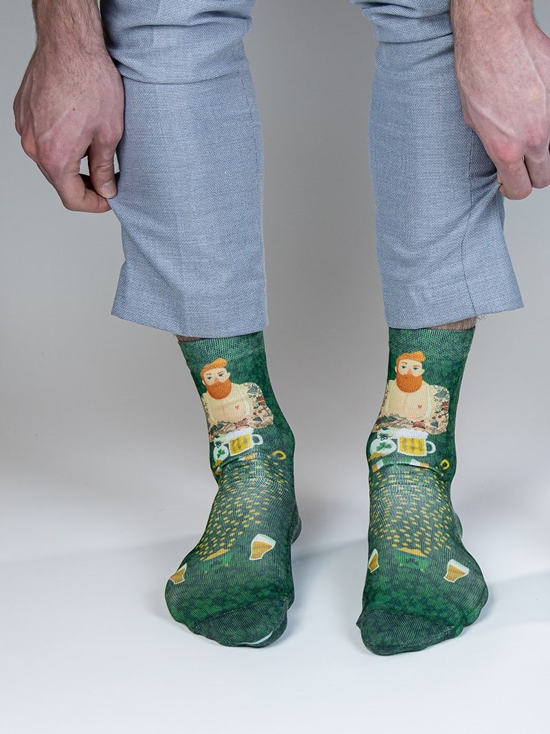 ZIBOF Čarape Irish beer man zelene