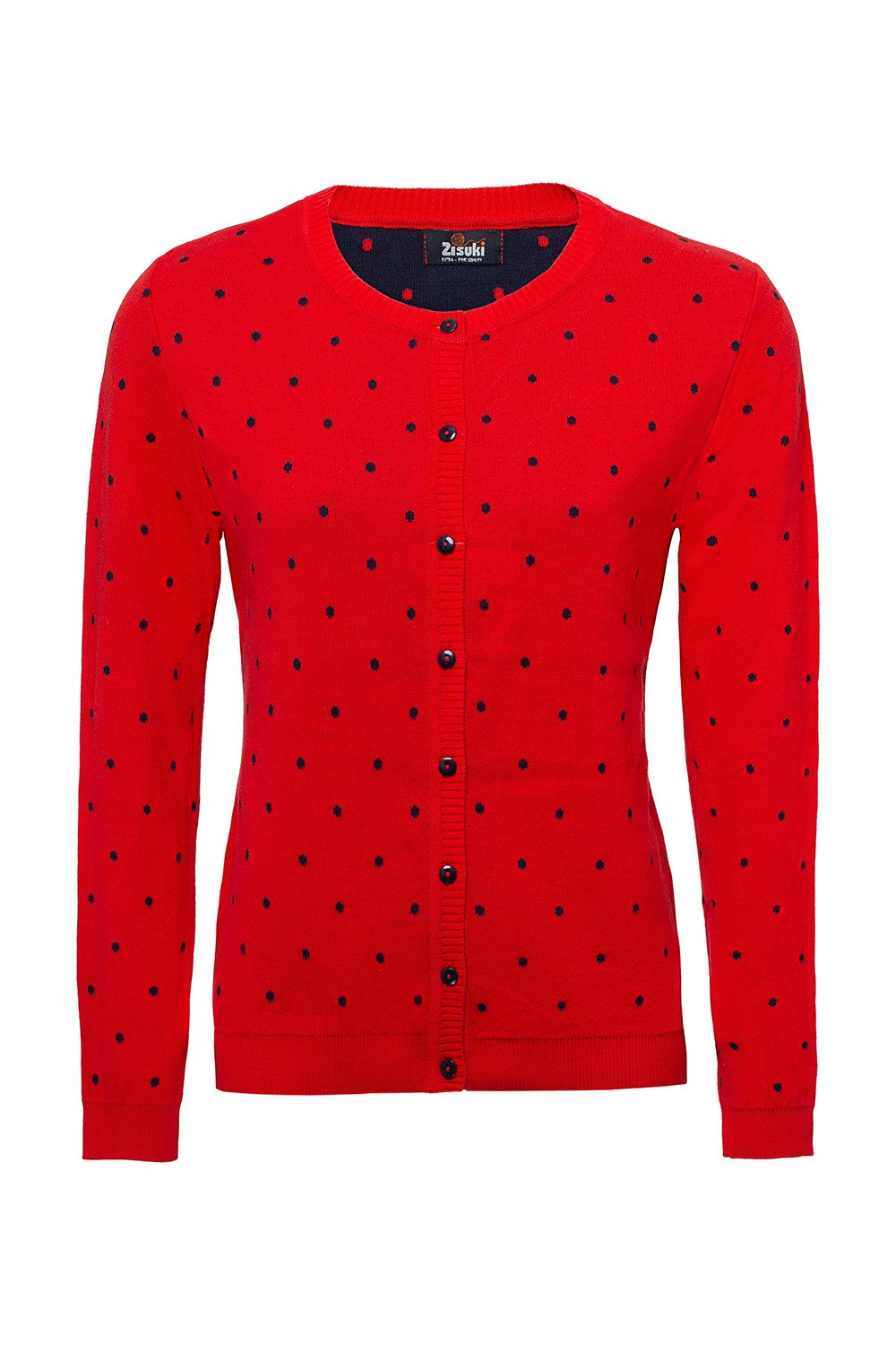 Zisuki Ženski kardigan na tufne, Okrugli izrez, Crveni