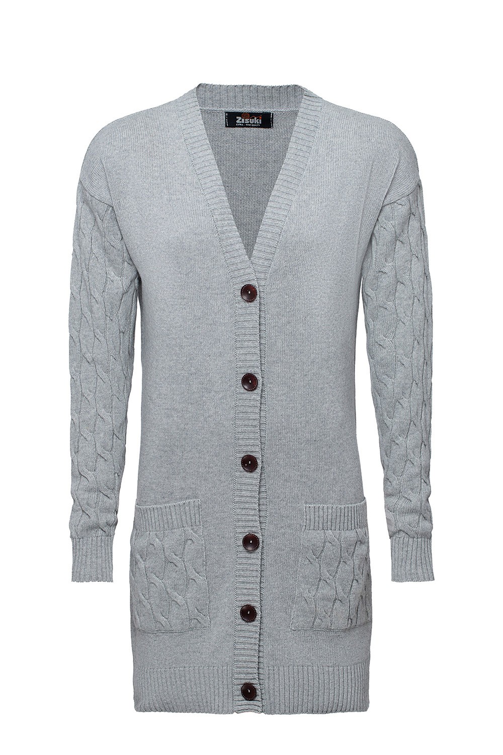 Zisuki Ženski kardigan, V izrez, Sivi