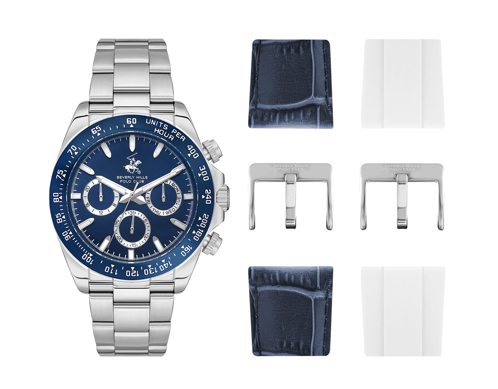 Beverly Hills Polo Club Muški sat BP3608X.390, Teget kućište, Srebrne boje