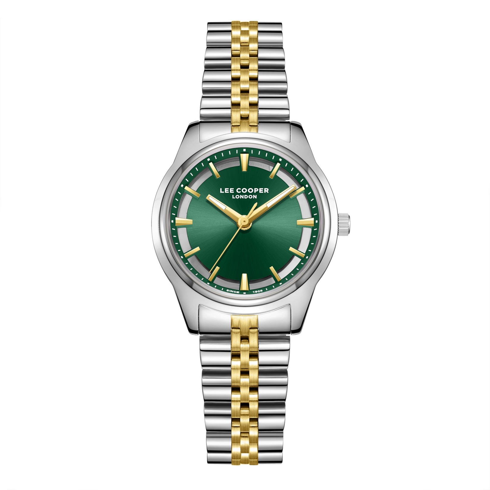 Lee Cooper Ženski sat LC08285.270, Zeleno kućište, Srebrno-zlatne boje