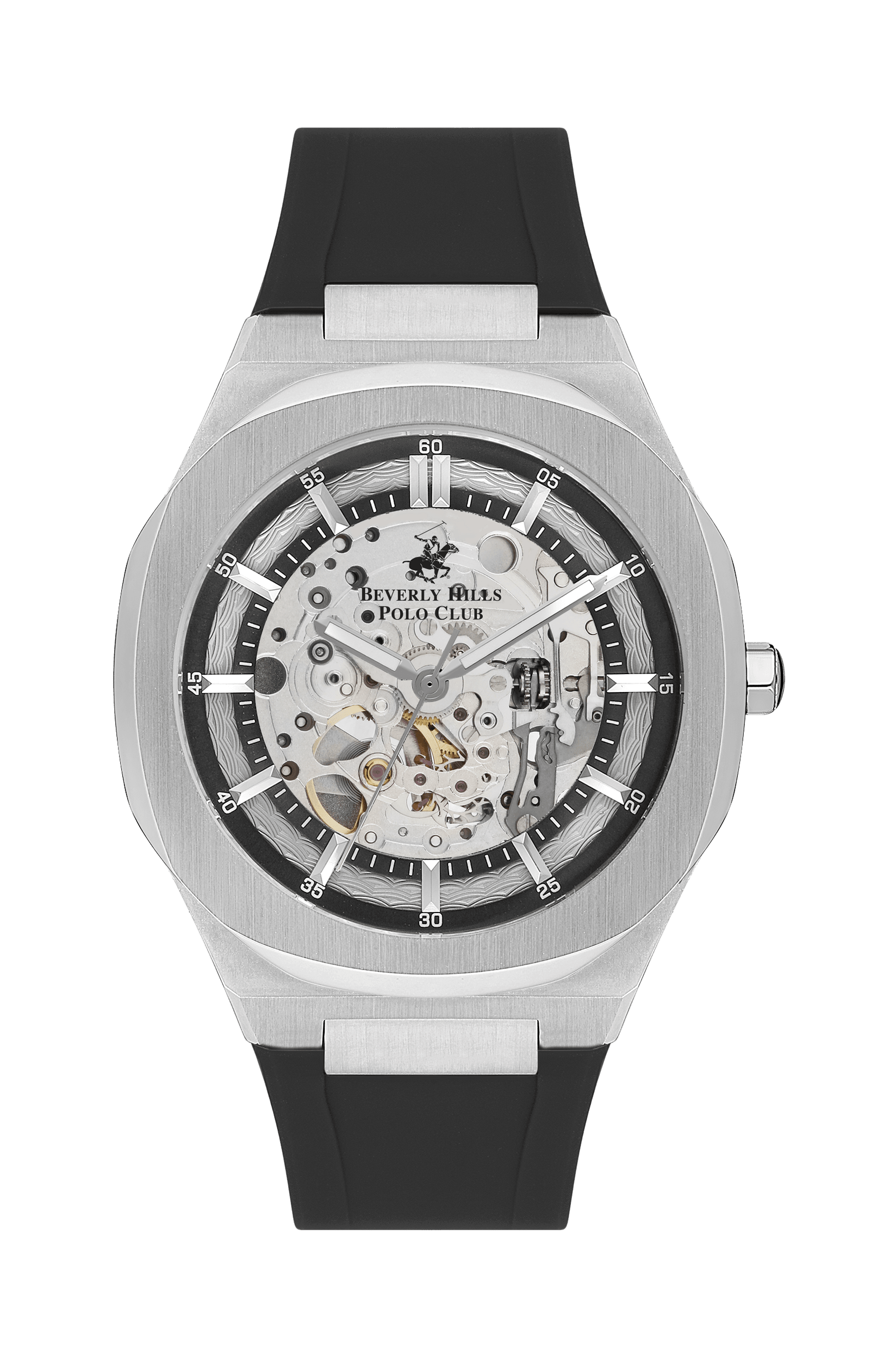 BEVERLY HILLS POLO CLUB Muški ručni sat, Kvarcni mehanizam, 43mm, Srebrno kućište, Crni, BP3543X.351