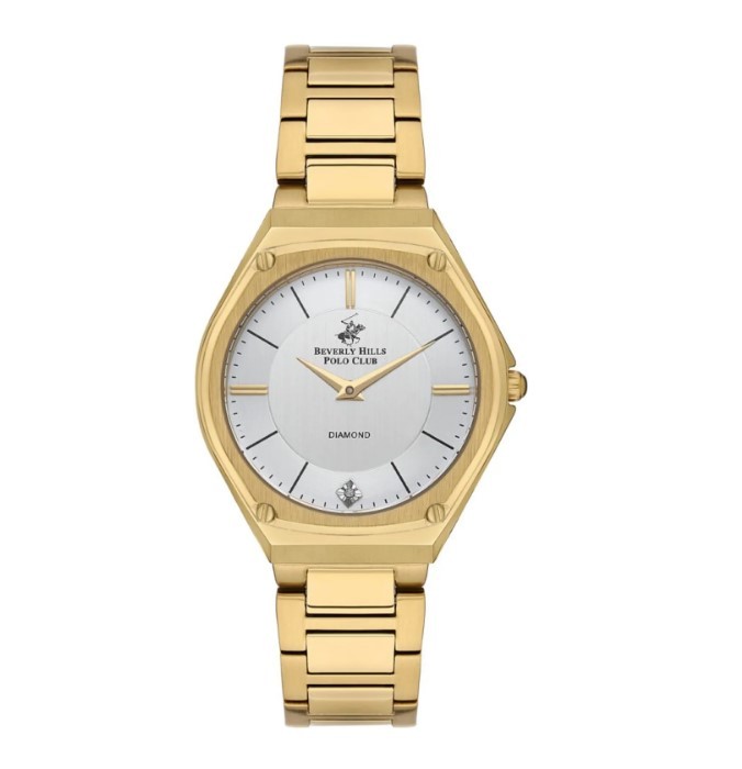 BEVERLY HILLS POLO CLUB Ženski ručni sat, Kvarcni mehanizam, 35mm, Srebrno kućište, Zlatne boje, BP3560X.130