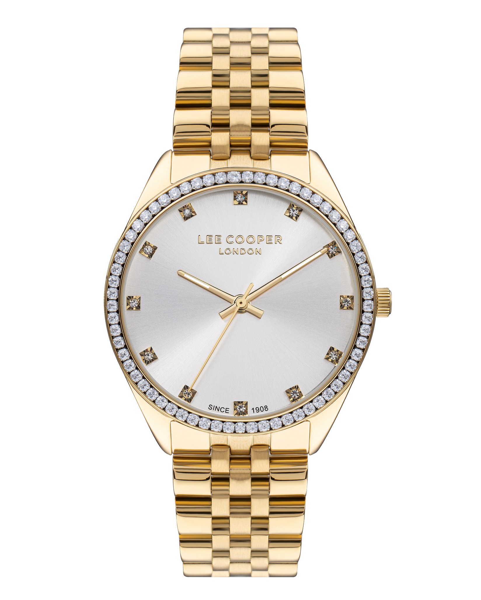 LEE COOPER Ženski ručni sat, Kvarcni mehanizam, 36mm, Sivo kućište, Zlatne boje, LC07831.130