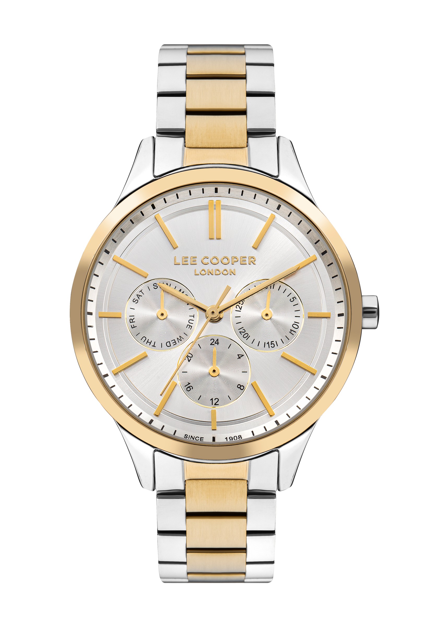 LEE COOPER Ženski ručni sat, Kvarcni mehanizam, 38mm, Sivo kućište, Zlatne boje, LC07865.230