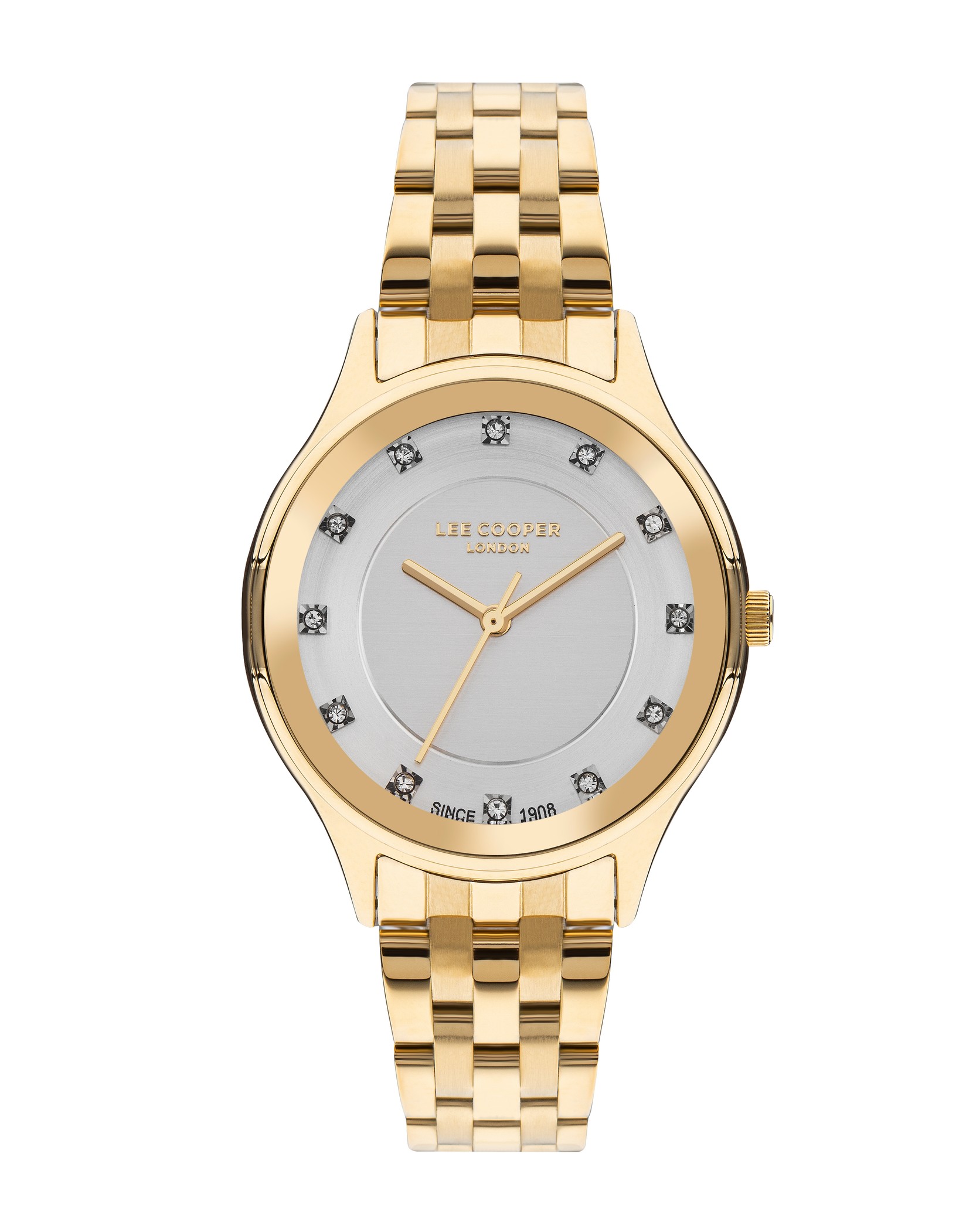 LEE COOPER Ženski ručni sat, Kvarcni mehanizam, 35mm, Sivo kućište, Zlatne boje, LC07867.130