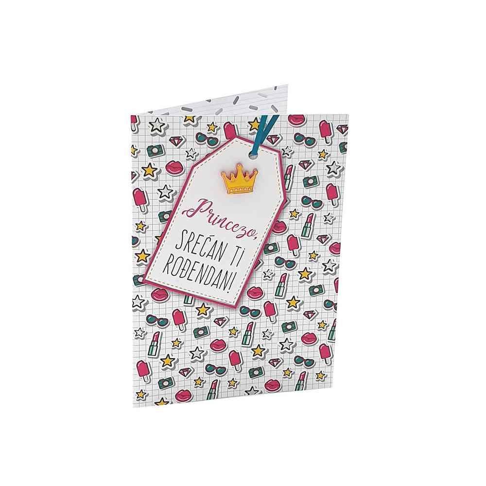 Čestitka sa Kruna značkom - Princezo Srećan Ti Rođendan