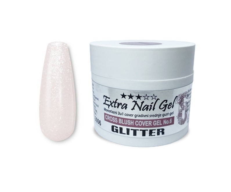 Extra Nail Cover gel za nokte Cross Brush no.6 Glitter 3006, 50ml