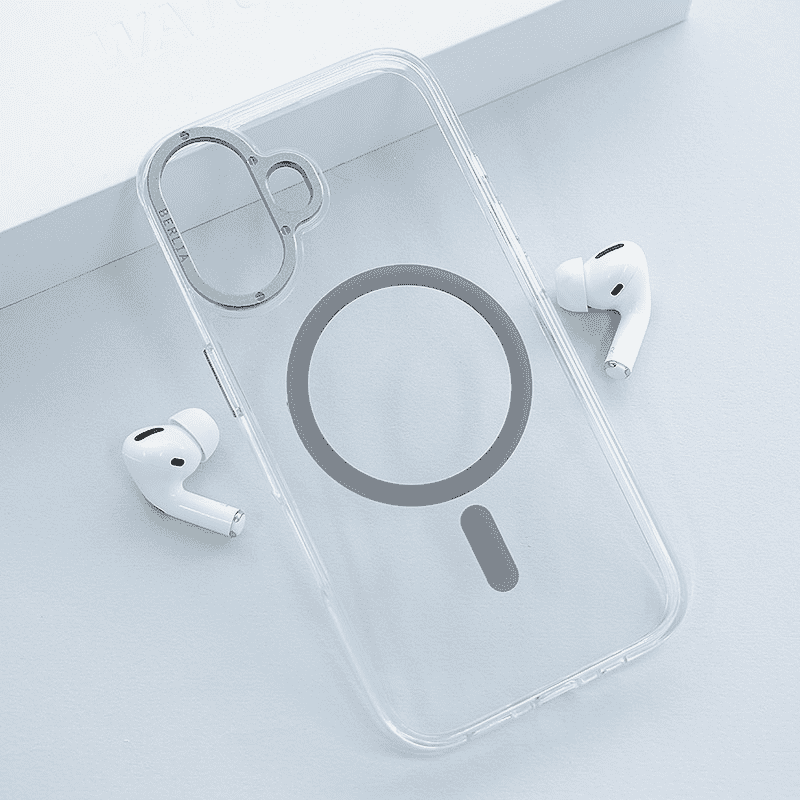 Maska za telefon Berlia Crystal Armor Magnetic za iPhone 16, Siva