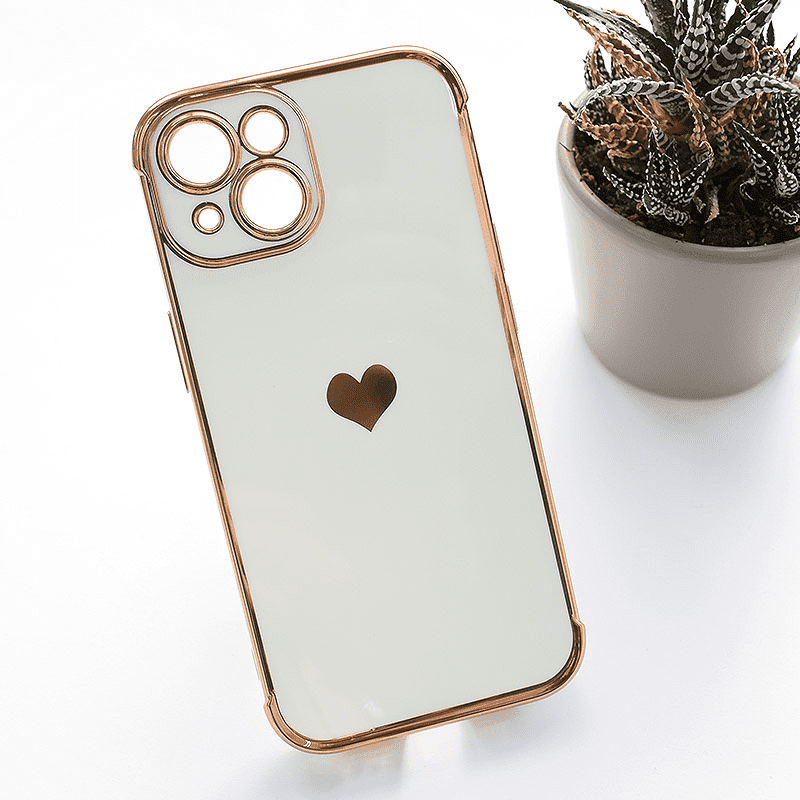 Maska za telefon Heart Frame za iPhone 15, Bela