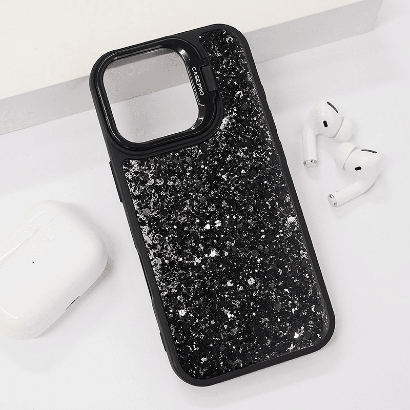 Maska za telefon Crystal Dots za iPhone 16 Pro Max, Crna