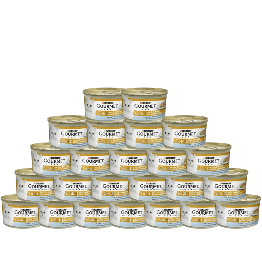 Purina Gourmet Vlažna hrana za mačke Gold Duo, Riba i spanać u sosu, 85g x24