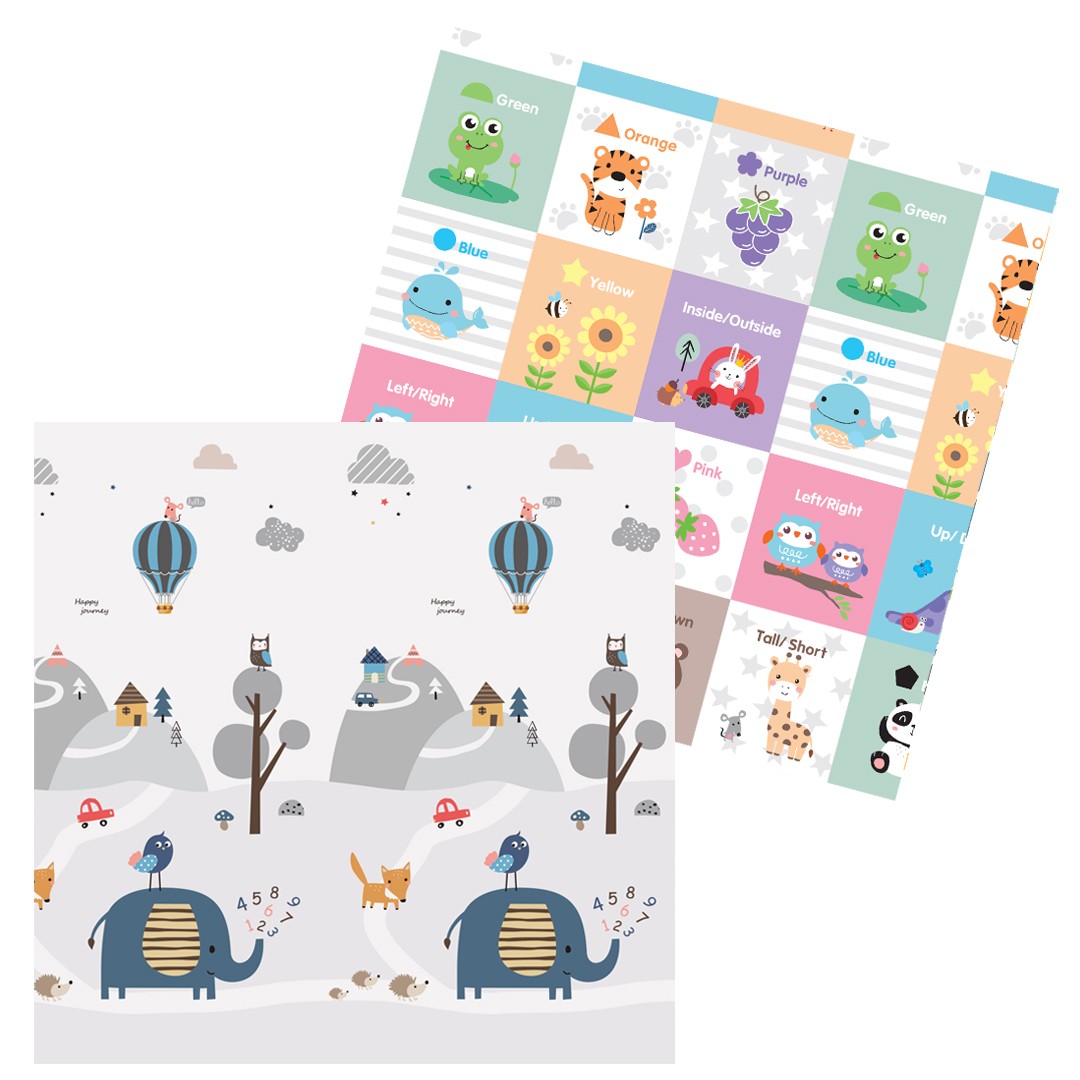 JOY Sklopiva podloga Slon u planini + Vesela učionica, 150x200x1 cm