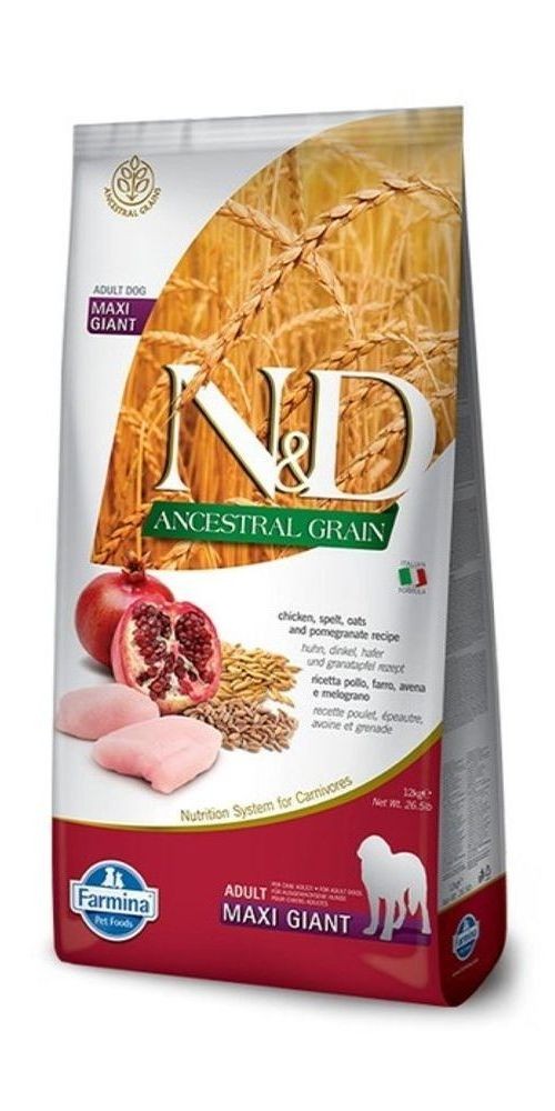 N&D AG Suva hrana za odrasle pse, Piletina i nar, Medium&maxi breed, 12kg