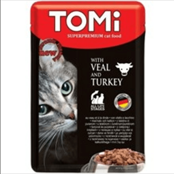 TOMI Vlažna hrana za mačke Teletina i Ćuretina u sosu 100g
