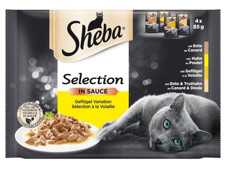 SHEBA Vlažna hrana za mačke Živina 85g 4/1