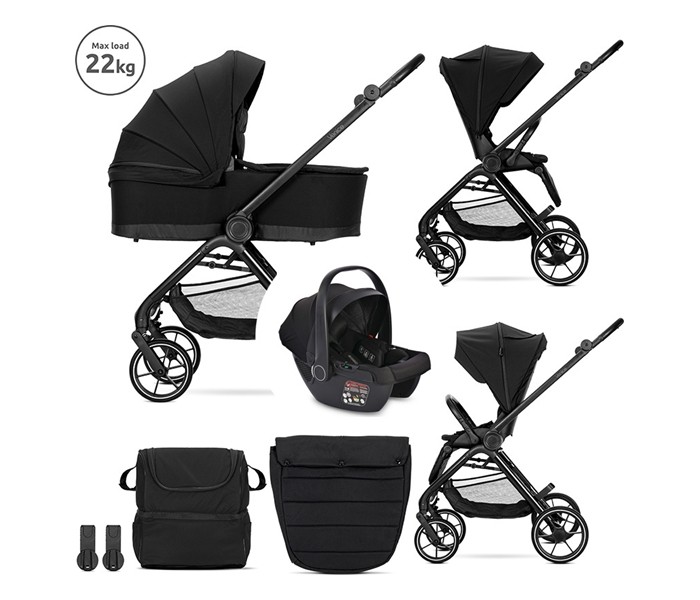 Lorelli Kolica za bebe Venice 3u1, 22kg, Crna